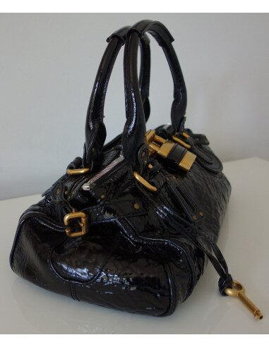 SAC CHLOE PADDINGTON CUIR VERNI NOIR 