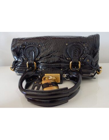 SAC CHLOE PADDINGTON CUIR VERNI NOIR 
