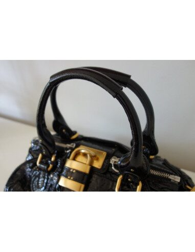 SAC CHLOE PADDINGTON CUIR VERNI NOIR 