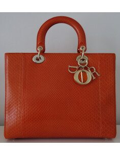 SAC LADY DIOR PYTHON ORANGE GM