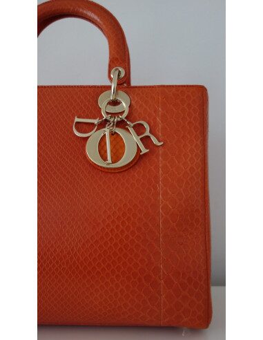 SAC LADY DIOR PYTHON ORANGE GM