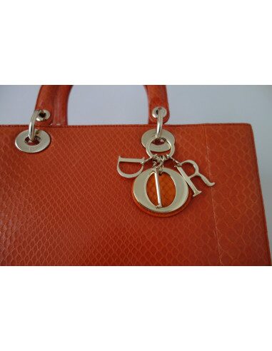 SAC LADY DIOR PYTHON ORANGE GM