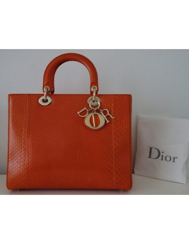 SAC LADY DIOR PYTHON ORANGE GM