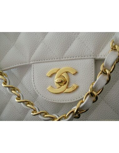 SAC CHANEL MADEMOISELLE BLANC GRAND MODELE 2.55