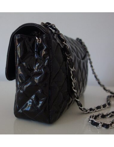 SAC CHANEL TIMELESS CUIR VERNI NOIR 