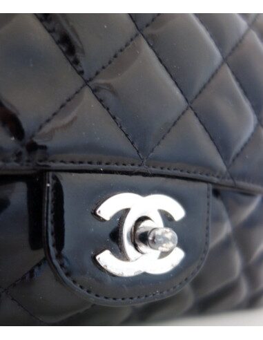 SAC CHANEL TIMELESS CUIR VERNI NOIR 