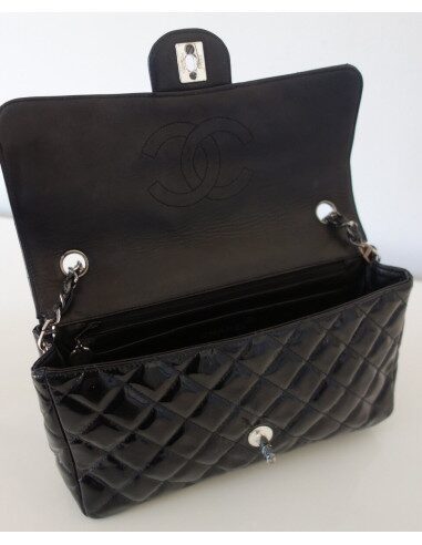 SAC CHANEL TIMELESS CUIR VERNI NOIR 