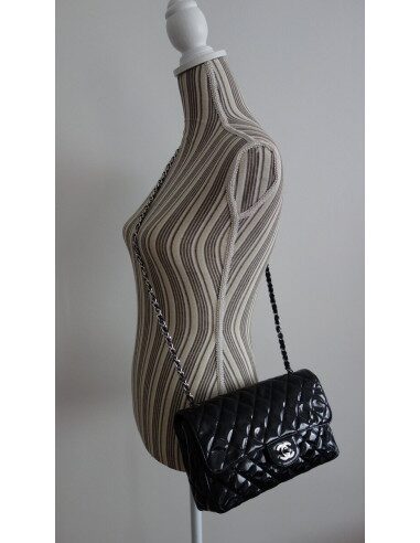 SAC CHANEL TIMELESS CUIR VERNI NOIR 