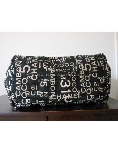 SAC CHANEL TOILE NOIR ET BLANC XXL