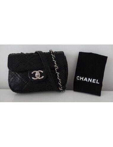 PETIT SAC CHANEL TIMELESS PYTHON NOIR