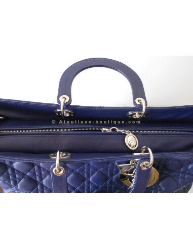 SAC LADY DIOR BLEU FONCE MAXI JUMBO