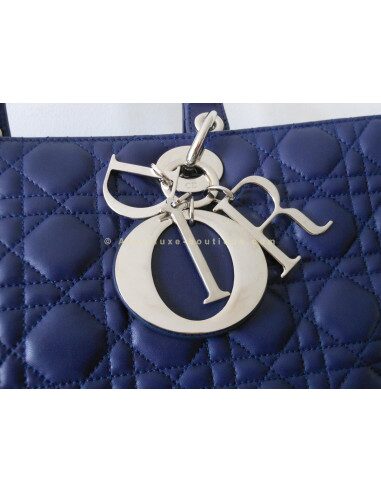 SAC LADY DIOR BLEU FONCE MAXI JUMBO