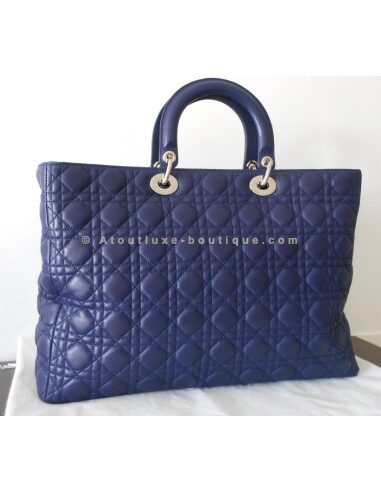 SAC LADY DIOR BLEU FONCE MAXI JUMBO