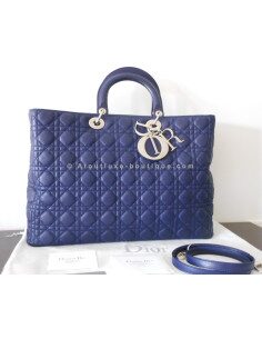 SAC LADY DIOR BLEU FONCE MAXI JUMBO