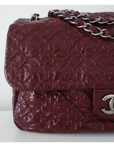 SAC CHANEL CUIR BORDEAUX GM