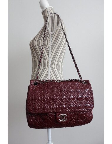 SAC CHANEL CUIR BORDEAUX GM
