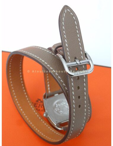 MONTRE HERMES CAPE COD TONNEAU PM BRACELET ETOUPE