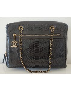 SAC CHANEL CAMERA NOIR CUIR ET PYTHON