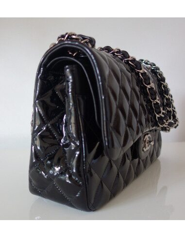 SAC CHANEL CLASSIQUE GM NOIR VERNI