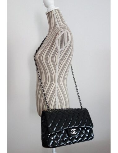 SAC CHANEL CLASSIQUE GM NOIR VERNI