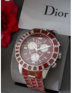 MONTRE DIOR CHRISTAL ROUGE - 62 DIAMANTS
