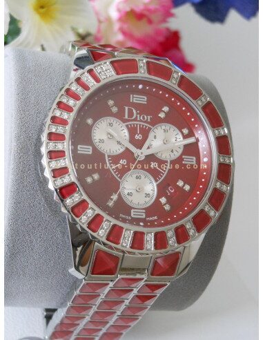 MONTRE DIOR CHRISTAL ROUGE - 62 DIAMANTS