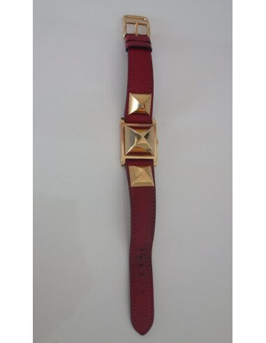 MONTRE HERMES MEDOR CUIR ROUGE
