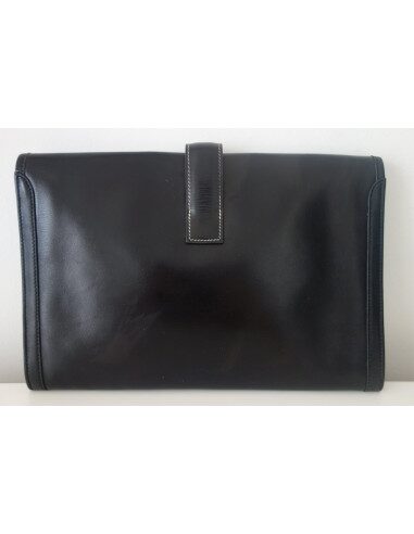 POCHETTE JIGE HERMES CUIR NOIR