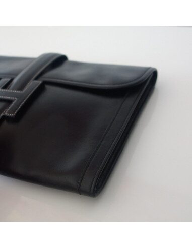 POCHETTE JIGE HERMES CUIR NOIR
