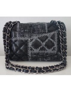 SAC CHANEL CLASSIQUE NOIR ET TWEED PM 2