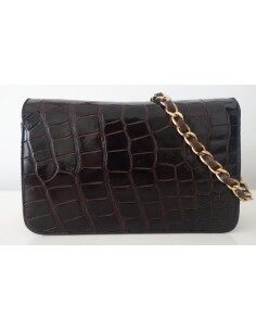 SAC CHANEL CROCODILE MARRON 2