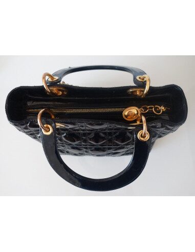 SAC LADY DIOR MEDIUM VERNI NOIR