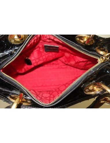 SAC LADY DIOR MEDIUM VERNI NOIR