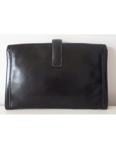 POCHETTE HERMES JIGE CUIR NOIR