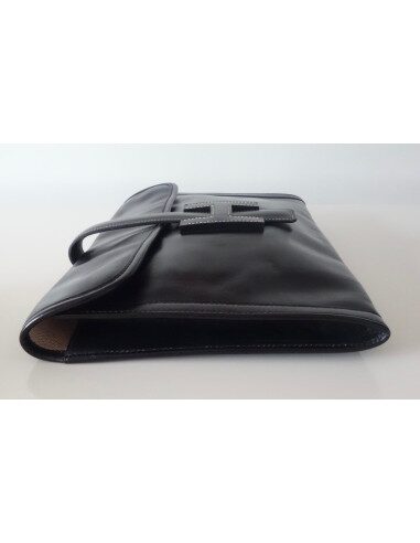 POCHETTE HERMES JIGE CUIR NOIR