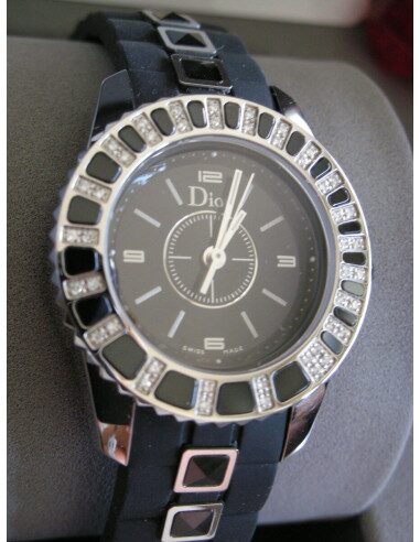 MONTRE DIOR CHRISTAL NOIRE 44 DIAMANTS
