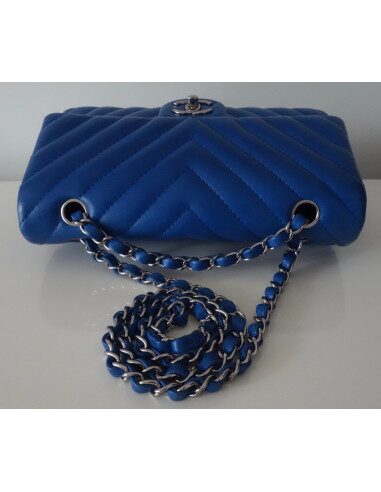 SAC CHANEL CHEVRON BLEU ELECTRIQUE