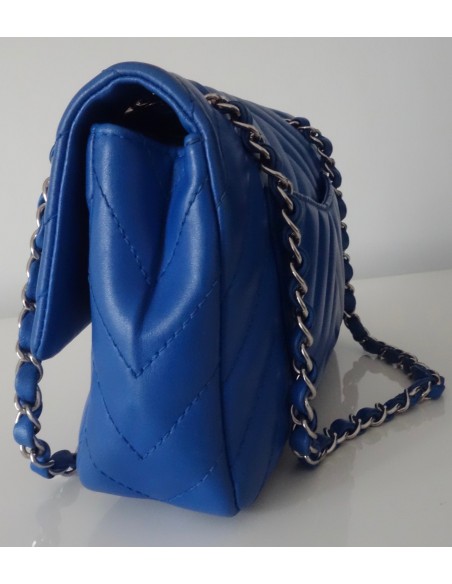 SAC CHANEL CHEVRON BLEU ELECTRIQUE