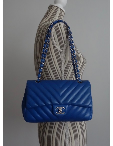 SAC CHANEL CHEVRON BLEU ELECTRIQUE