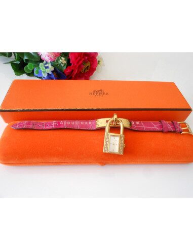 MONTRE HERMES KELLY - OR JAUNE MASSIF et DIAMANTS