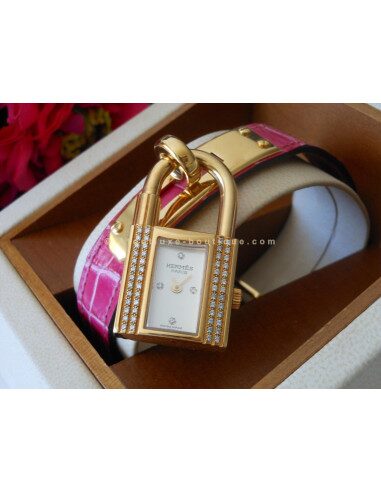 MONTRE HERMES KELLY - OR JAUNE MASSIF et DIAMANTS