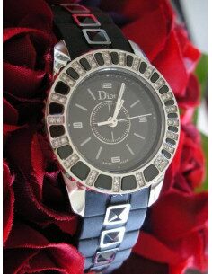 MONTRE DIOR CHRISTAL NOIRE 44 DIAMANTS