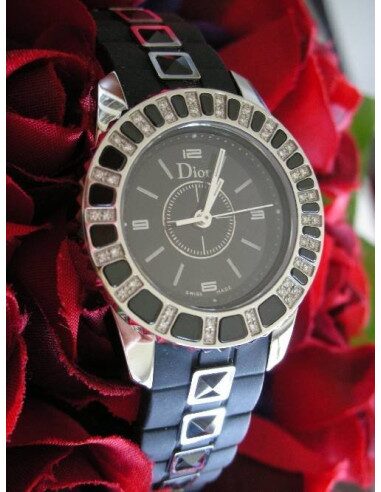 MONTRE DIOR CHRISTAL NOIRE 44 DIAMANTS