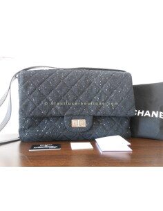 SAC CHANEL 2.55 TWEED ET SEQUINS XXL
