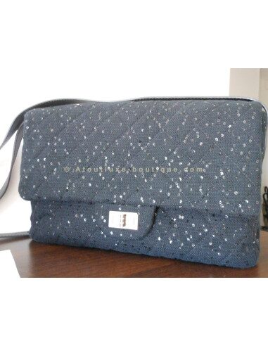 SAC CHANEL 2.55 TWEED ET SEQUINS XXL