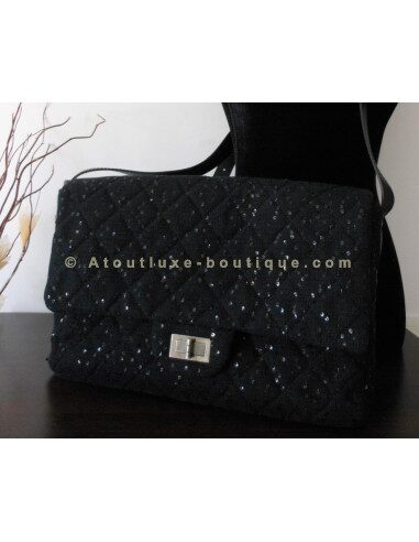 SAC CHANEL 2.55 TWEED ET SEQUINS XXL