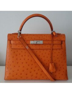 SAC HERMES KELLY AUTRUCHE ORANGE