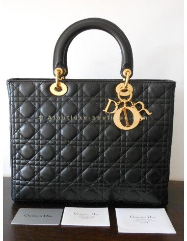 SAC LADY DIOR NOIR --- GRAND MODELE