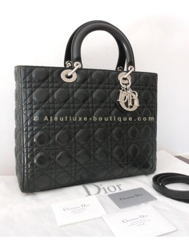 SAC LADY DIOR GRAND MODELE - NOIR