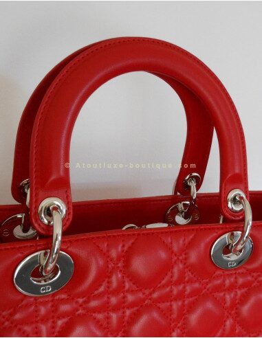 SAC LADY DIOR ROUGE GRAND MODELE